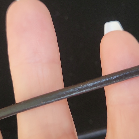 Turquoise Navajo Native pendant necklace on black leather silver hardware. - Picture 6 of 16